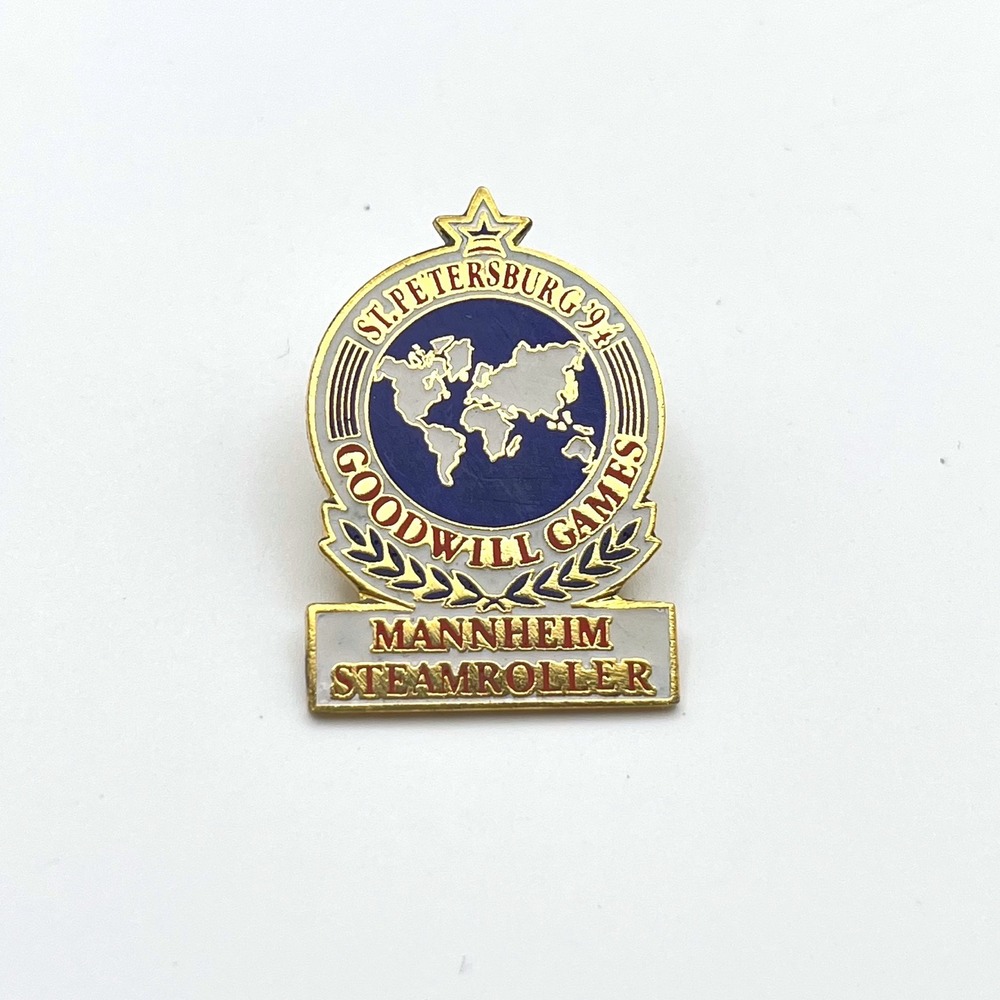 Vintage 1994 St Petersburg Goodwill Games Mannheim Steamroller Enamel Pin Gold